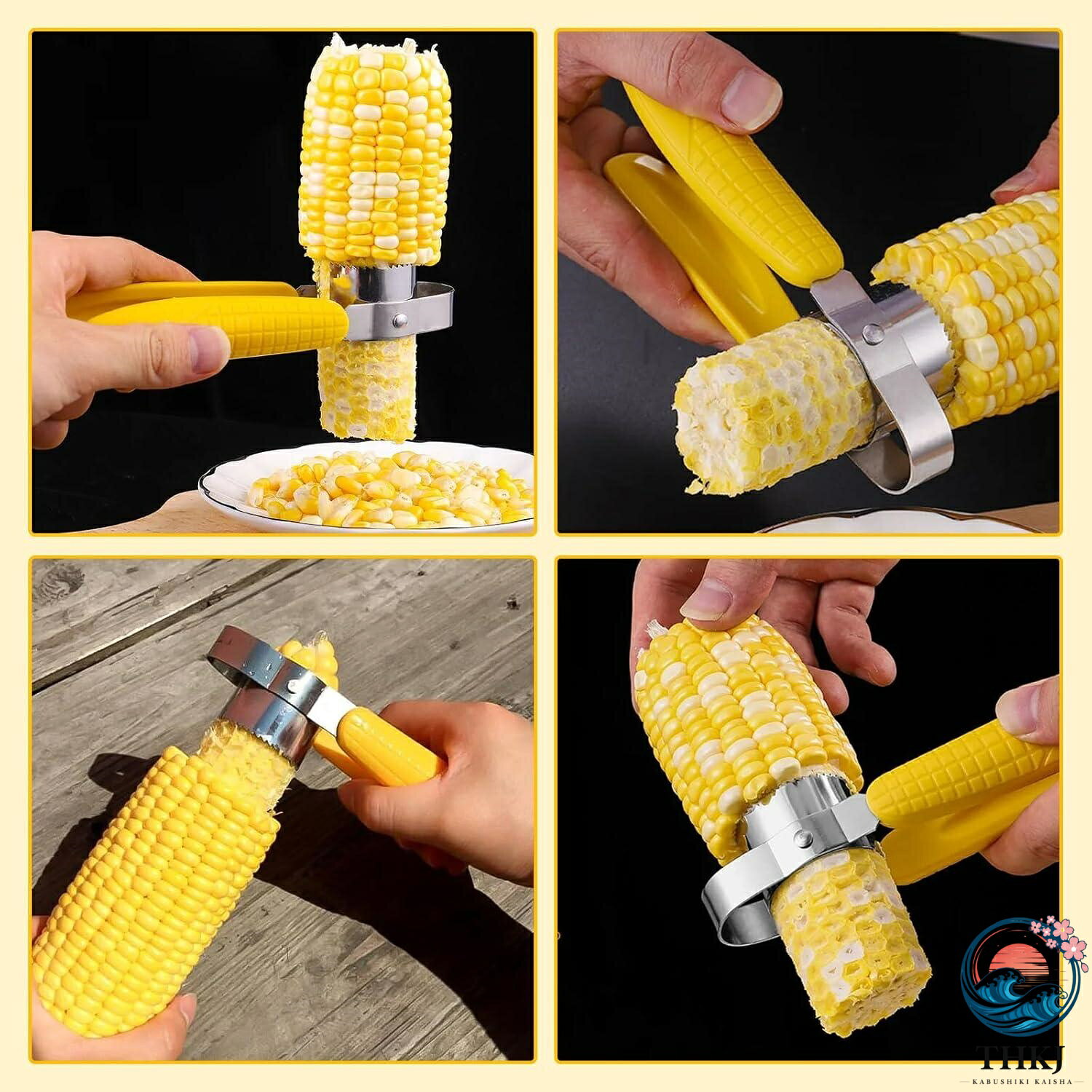 ブランシュストアのとうもろこしカッター トウモロコシカッター コーン粒取り器 ウモロコシ カッター ステンレス製 脱穀機 粒を簡単に剥き取る キッチン用品 調理道具 便利小物 家庭用 使用簡単 清潔便利 多用途｜アングル3