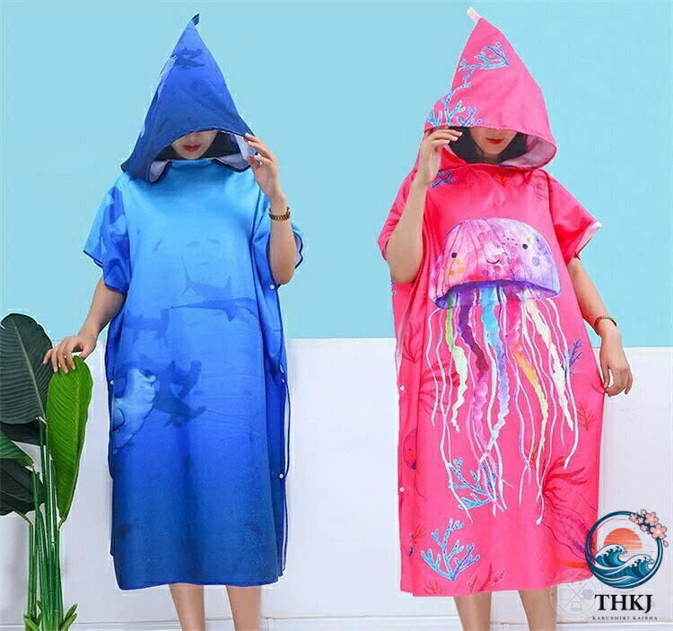 サウナポンチョ お着替えポンチョ タオル サーフィンポンチョ 吸水速乾 半袖 タオルポンチョ アウトドア マイクロファイバー ラッシュガード ビーチタオル バスローブ 男女兼用 大きいサイズ 海 プール キャンプ