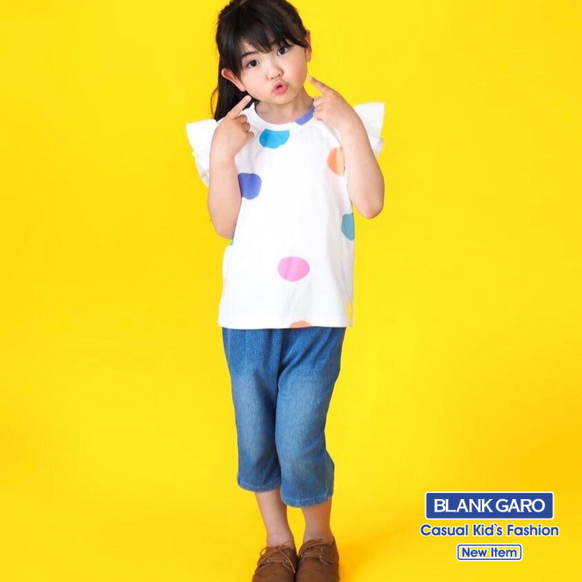 キッズ 送料無料トップス 半袖Tシャツ フリル袖 ドットプリント カジュアル 子供服 プリントTシャツ 女の子 女児 カジュアル 韓国子供服 春 夏 かわいい おしゃれ 100 110 120 130 当店オススメ　売れ筋