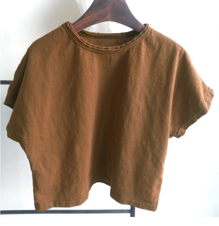 キッズ 送料無料 ドルマンスリーブ 半袖Tシャツ 無地Tシャツ 切りっぱなし カジュ...