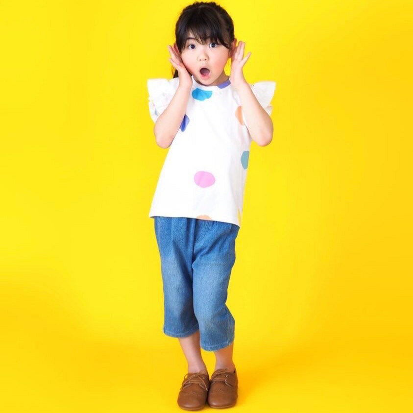 キッズ 送料無料トップス 半袖Tシャツ フリル袖 ドットプリント カジュアル 子供服 プリントTシャツ 女の子 女児 カジュアル 韓国子供服 春 夏 かわいい おしゃれ 100 110 120 130 当店オススメ　売れ筋