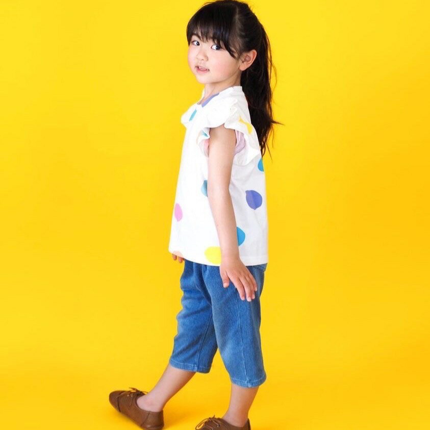 キッズ 送料無料トップス 半袖Tシャツ フリル袖 ドットプリント カジュアル 子供服 プリントTシャツ 女の子 女児 カジュアル 韓国子供服 春 夏 かわいい おしゃれ 100 110 120 130 当店オススメ　売れ筋