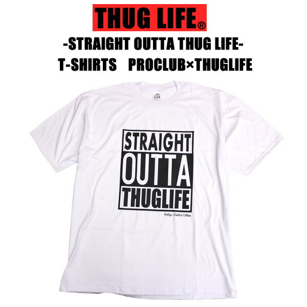 THUGLIFE サグライフ 半袖Tシャツ STRAIGHT OUTTATEE ストレイト アウタ Tシャツ PROCLUB プロクラブ