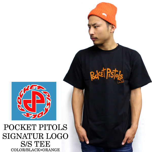 POCKET PISTOLS ポケットピストルズ SIGNATUR LOGO S/S TEE / 半袖Tシャツスケーター.スケート.SK8.オールドスクール.80年代.ストリート.サーフ.ドクロ.スカル.人気.限定.カジュアル