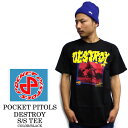 POCKET PISTOLS ポケットピストルズ DUANE PETERS DESTROY S/S TEE / 半袖Tシャツスケーター.スケート.SK8.オールドスクール.80年代.ストリート.サーフ.ドクロ.スカル.人気.限定.カジュアル