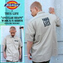 THUG LIFE サグライフ 半袖シャツ THUG ANGULAR SHAPE SHIRTS カーキディッキーズ Dickies 半袖ワークシャツ 1574 【デッキーズ ディッキーズ ワークシャツ 半袖 ストリート スケート 大きいサイズ メンズ シャツ 作業着 作業服 オリジナル カスタム