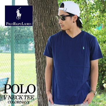 POLO RALPH LAUREN ポロ ラルフローレン Vネックティー ネイビー 710538134002 紺 半袖 Tシャツ ポニー ビッグポニー Vネック メンズ レディース ファッション アメカジ おしゃれ ワンポイント 刺繍 あす楽 即日発送 春 夏 US ロゴ LOGO