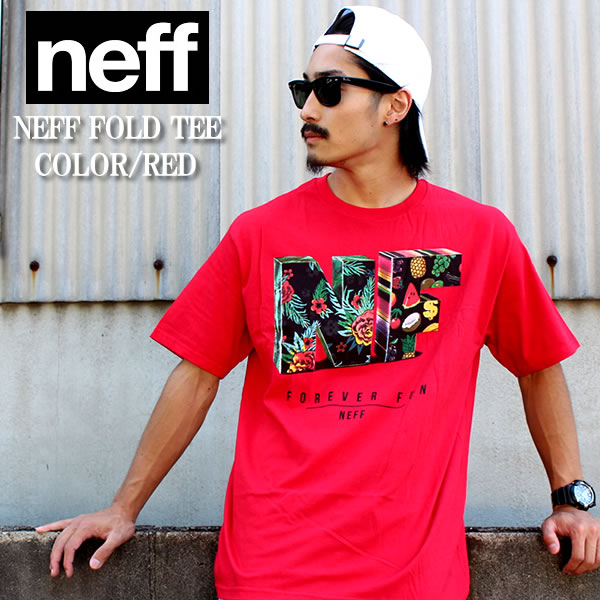 neff / ネフ 半袖Tシャツ FOLD TEE ホールドティー 15P29013 レッド 赤 リゾート サーフ 西海岸 スノーボード U.S直輸入 メンズ レディース ファッション あす楽 即日発送 アメカジ ストリート ルード スケート スケーター 春 夏 トップス