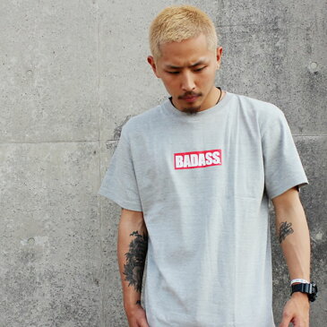 BADASS BOX LOGO バダス Tシャツ グレー 灰 メンズ レディース ファッション ストリート B系 スケート BADASS STREET WEAR オシャレ ダンス 衣装 キッズ 大きいサイズ トップス 服 スポーツ アウトドア SKATE SPORTS ロゴ 春 夏 ヒップホップ HIPHOP