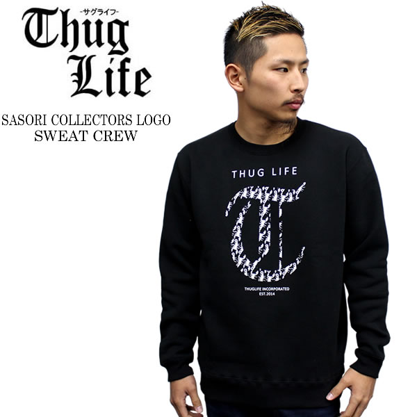 メンズ スウェット・トレーナー THUGLIFE サグライフ TLロゴ サソリシルエット クルートレーナー ブラ..