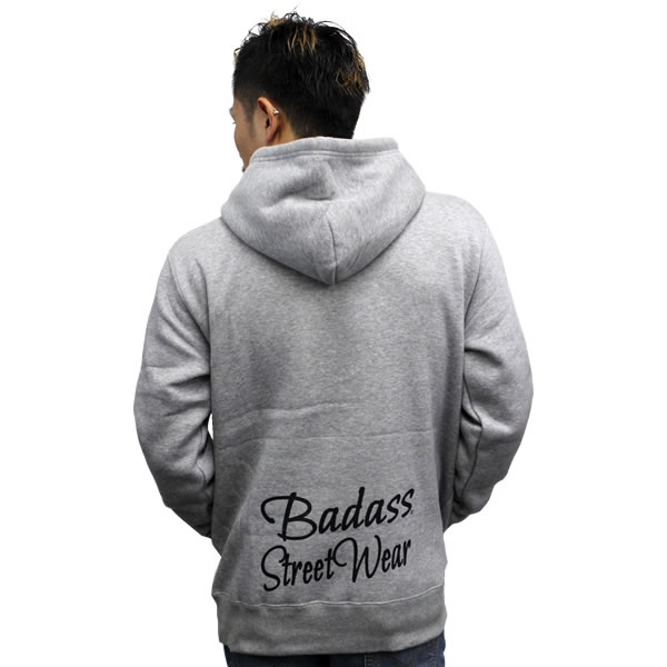 待望の再入荷！！ BADASS バダス メンズ ビックサイズ パーカー インディアン ロゴ グレー メンズ レディース ストリートメンズファッション トップス アウター大 小 秋冬 メンズ ダンス 裏起毛 スウェット 無地 フード スケーター ペアルック