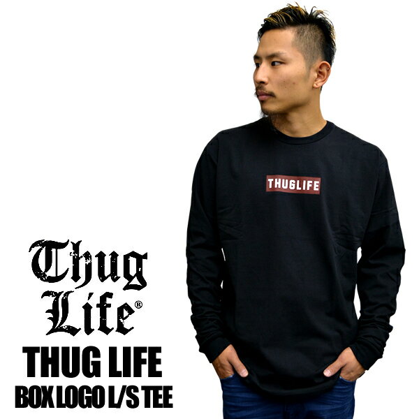 THUGLIFE / サグライフ 長袖Tシャツ BOX LOGOTシャツ ブラックサグ ライフ THUGLIFE　長袖Tシャツ ロンT 無地Tシャツ 無地 長袖Tシャツ インナー 部屋着 大きいサイズ ビッグサイズ L LL 3L 4L