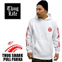 待望の再入荷！！ THUGLIFE サグライフ メンズ パーカー プルパーカー THUGSHARK サグシャーク PULLHOODIE ホワイト×レッドメンズファ..