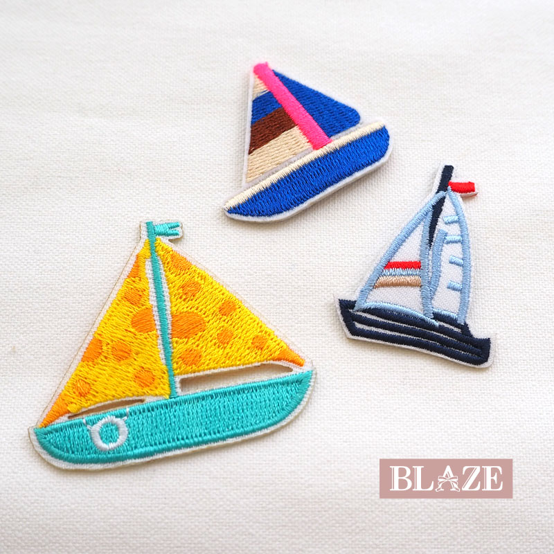 ワッペン アイロン 接着 刺繍 アップリケ 乗り物 ヨット マリン BLAZE ハンドメイド クラフト 手芸 手作り 材料 縫い付け 貼り付け 7/20発売