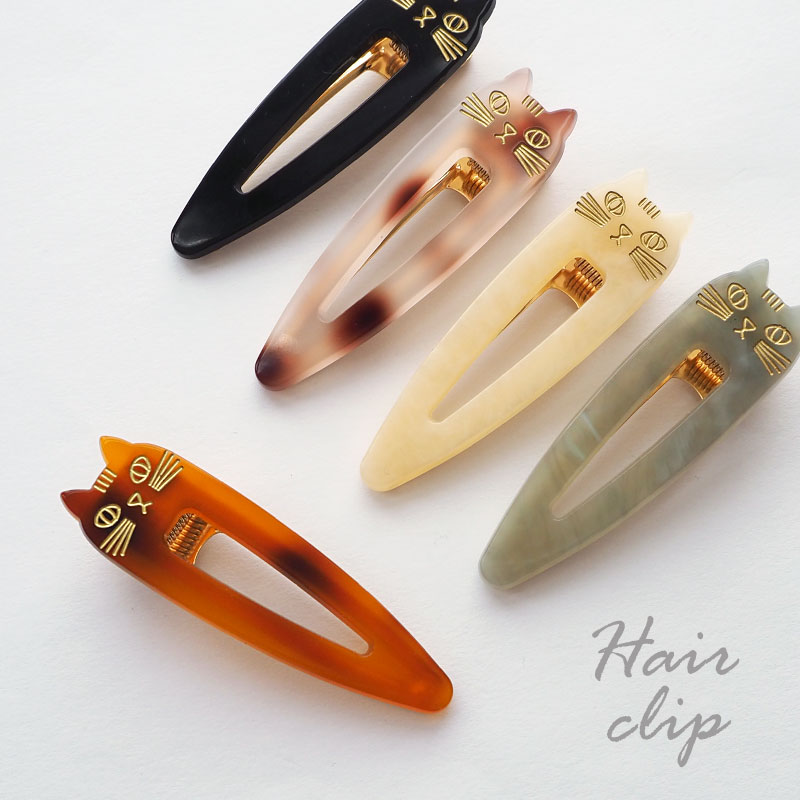 〈770円福袋チケット対象〉ヘアクリップ ネコ 全5色 BLAZE くちばしクリップ ヘアアクセサリー アクセサリー レディース 大人 ヘアアレンジ まとめ髪 髪留め 前髪 髪飾りかわいい おしゃれ マーブル模様 べっ甲調 猫 ねこ アイボリー ブラウン グレー ブラック