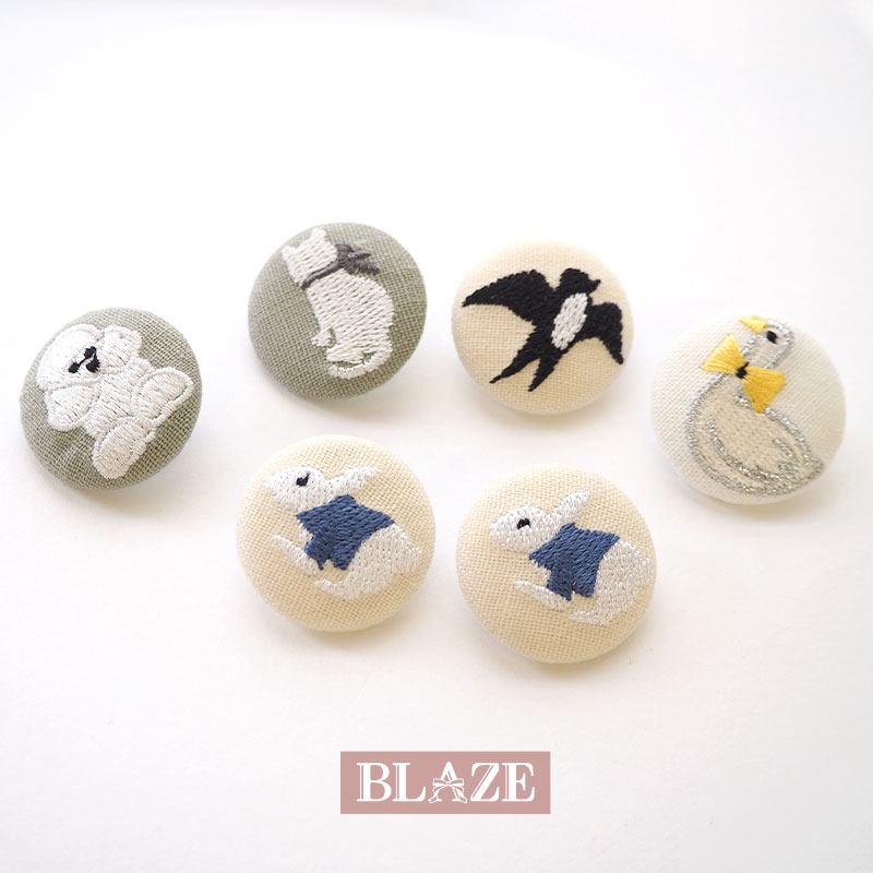 【2個入り】くるみボタン 29mm ボタン 刺繍 アニマル ナチュラル かわいい ぼたん 釦 飾りボタン おしゃれ 替えボタン 交換 裁縫 BLAZE ハンドメイド クラフト 手芸 手作り 材料 動物 アニマル 犬 猫 鳥 ツバメ ウサギ アヒル いぬ ねこ 商用利用可能 可愛い プラボタン