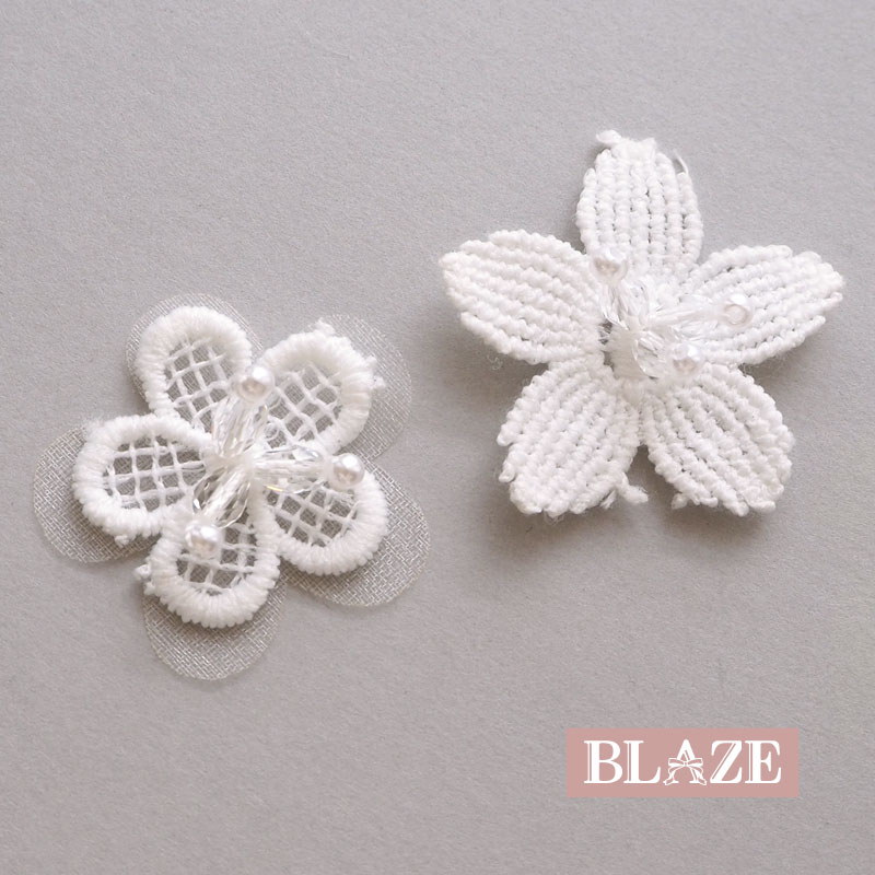 フラワーパーツ モチーフ ホワイト ビーズ レース アクセサリーパーツ 花 BLAZE ハンドメイド クラフト アクセサリー 手芸 ホワイト