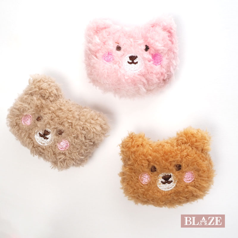 モチーフパーツ もこもこくまちゃん クマ ぬいぐるみ 縫い付け ハンドメイド クラフト 手作り 手芸 ハンドメイドパーツ クラフトパーツ パーツ 資材 材料 アクセサリーパーツ 貼り付け 立体 縫い付け アレンジ かわいい 入園 入学 小物 ピンク ブラウン 茶 人形 顔