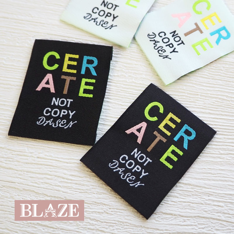 【2枚入り】ハンドメイド用 刺繍タグ CERATE ネームタグ 2枚セット 英字 黒 BLAZE ハンドメイド クラフト 手芸