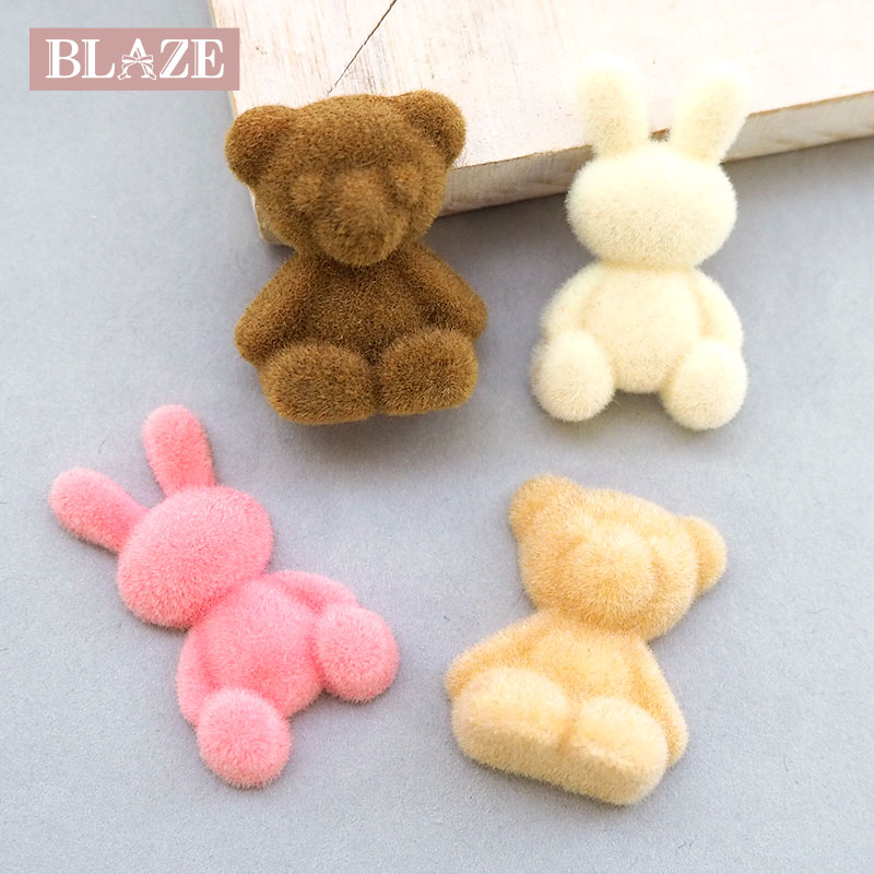 デコパーツ フロッキー うさぎ と くま デコ パーツ ハンドメイド 手芸 クラフトパーツ カボション 貼り付け アクセサリーパーツ ハンドメイドパーツ アニマル 動物 クマ ウサギ レジン 推し活 グッズ 子供 キッズ ヘアゴム ピン 12/3発売