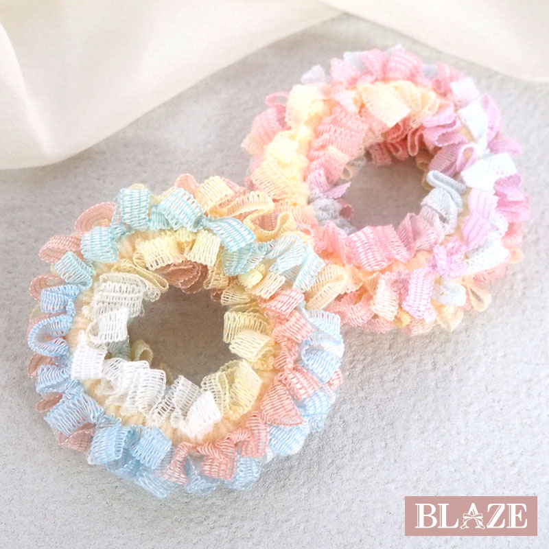 ヘアゴム デザイン ミックスカラー シュシュ 大人 子ども キッズ BLAZE 3/11発売