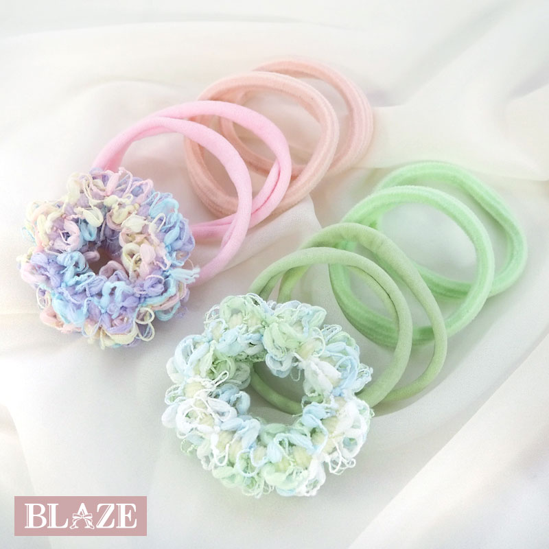 Rakuten - ヘアゴム デザイン ミックス 5個入り シュシュ 無地 大人 子ども キッズ BLAZE 3/11発売 【550円福袋チケット対象】