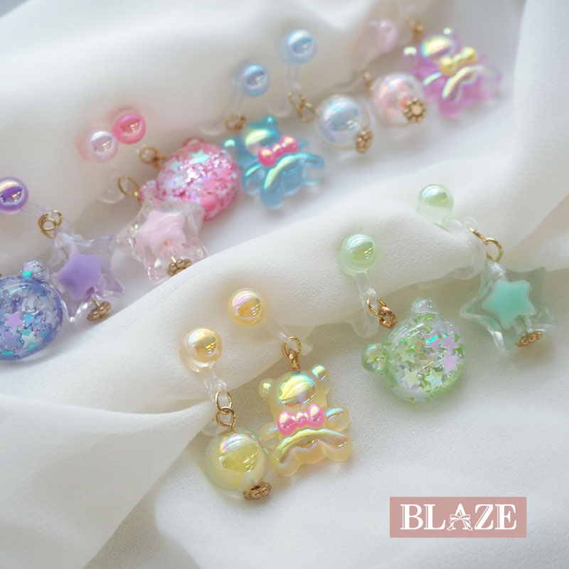 【ランキング1位受賞】樹脂 イヤリング cute bear キッズ アクセサリー アシンメトリー おしゃれ 可愛..