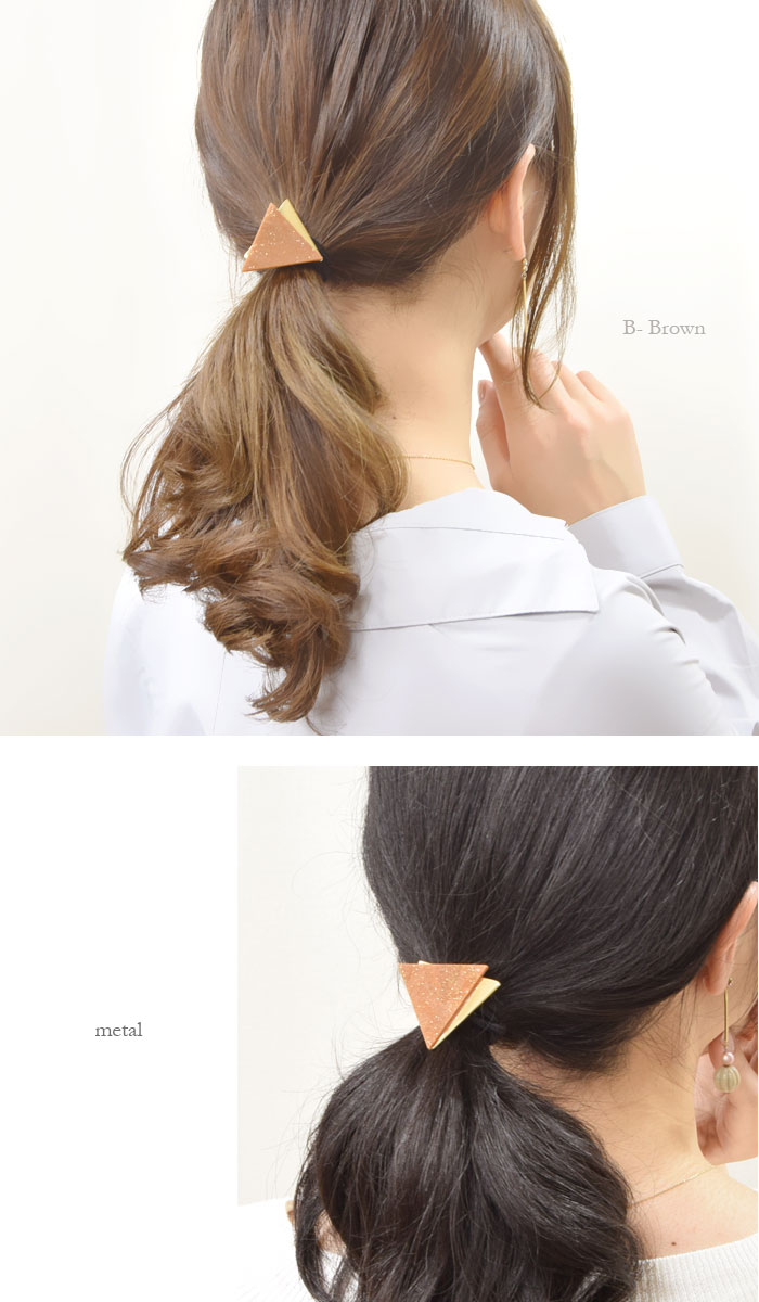 トライアングル ヘアゴム ゴールド BLAZE ヘアアクセサリー ヘアアクセ キラキラ 髪ゴム まとめ髪 おしゃれ 髪留め 髪飾り カジュアル 女性 レディース 大人 大人っぽい オフィス 上品 シンプル デザイン約3.7×4.5cm ゴム約16cm 【550円福袋チケット対象】