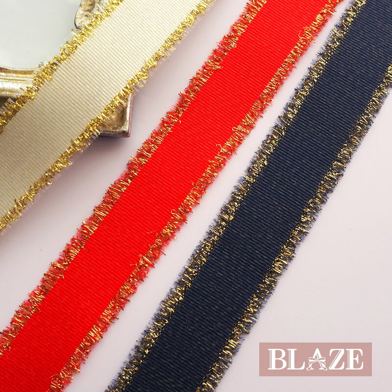 【200cmカット】グログランリボン 25mm幅 ゴールドエッジ BLAZE ハンドメイド 手芸 ギフト ラッピング クリスマス 誕生日 商用利用可能 手作り ...
