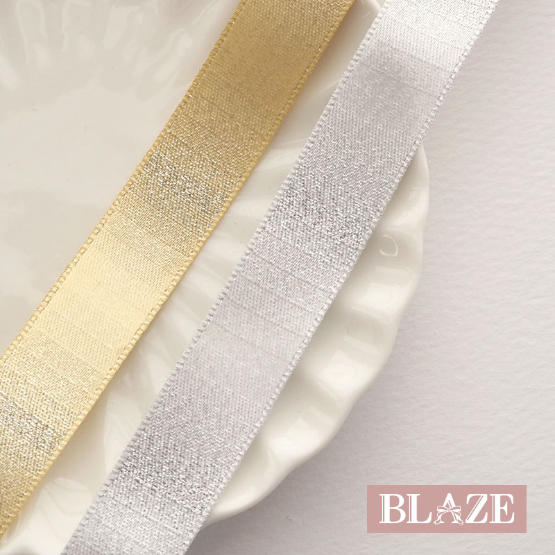 【200cmカット】リボン 16mm幅 ゴールド シルバー グラデーション ラッピング BLAZE ハンドメイド 手芸 クリスマス 誕生日 ギフト プレゼント ...