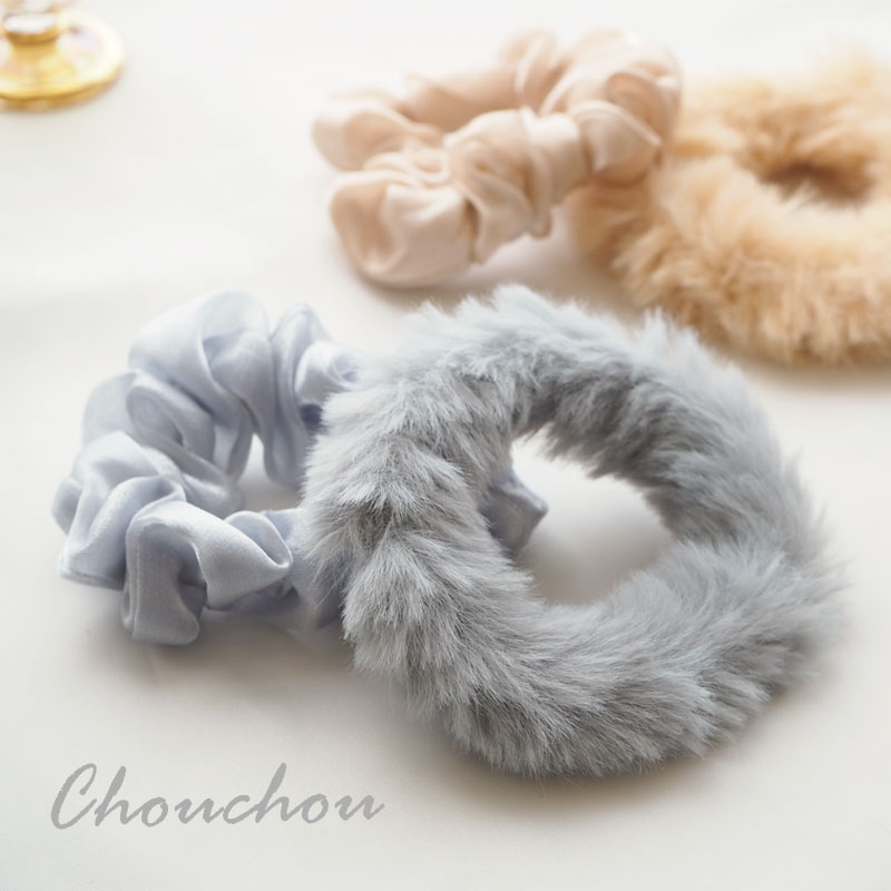 シュシュ 2個セット ヘアゴム ファー オーガンジー BLAZE ヘアアクセサリー アクセサリー 秋冬 まとめ髪 髪留め 髪飾り シンプル レディース 女性 お...