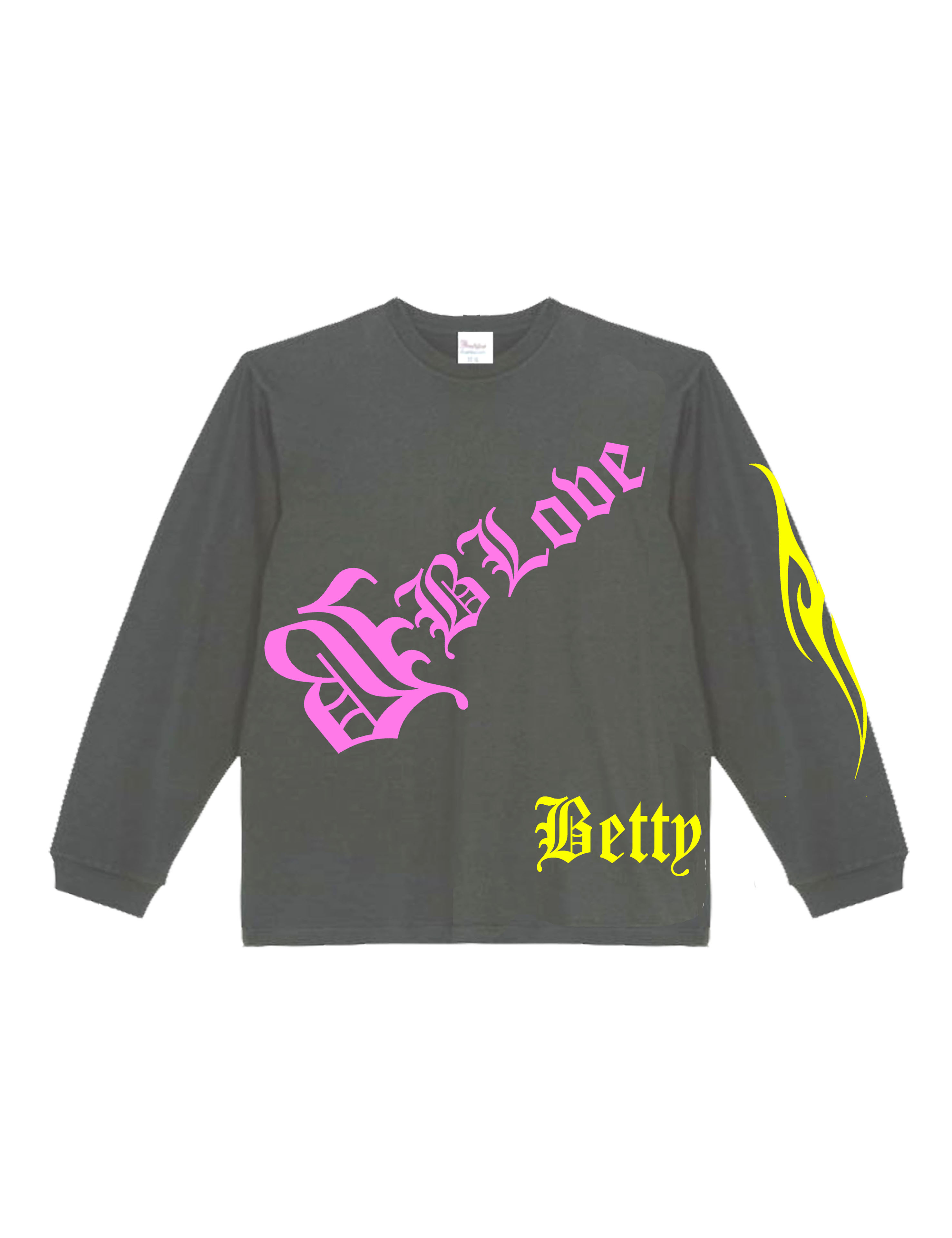 乐天商城 - [Betty Blue Love] クロスノーマル(前面) (後面) プリント ロンT ユニセックス 半袖 平成ギャル ゴシックロゴ ストリート系 プリントT
