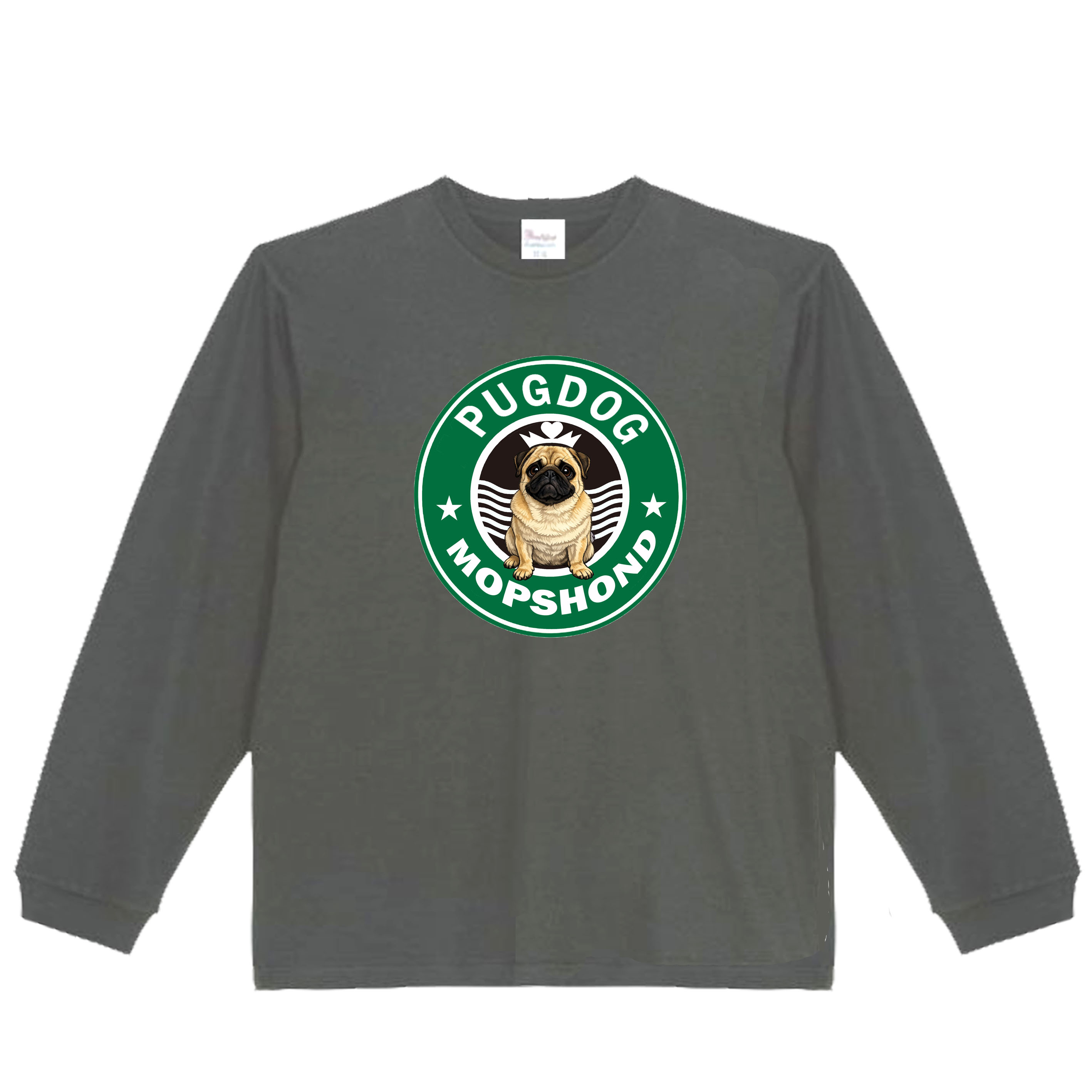 ［PARODYS］　5.6oz SBスタイルPUG長袖Tシャツ おもしろいTシャツ プレゼント おもしろパ ロディ うける 飲み会 父の日 敬老の日(4.0)