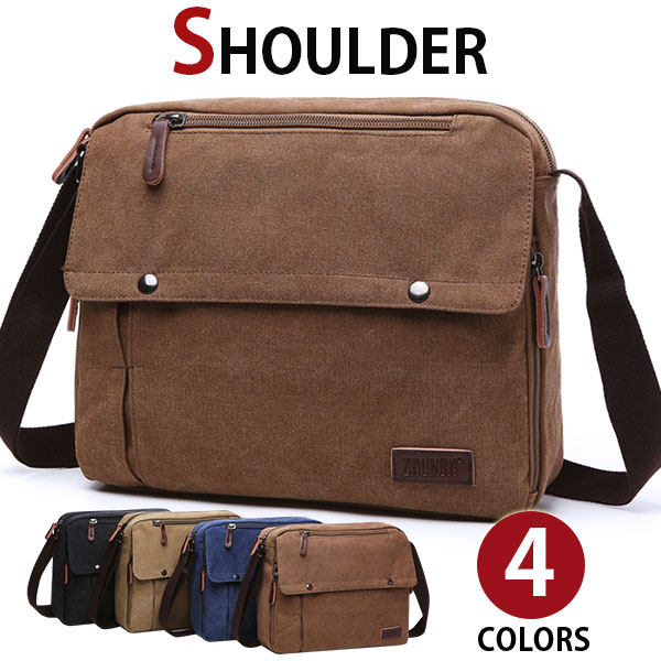 楽天BLAZONRY【会員日限定20％OFFクーポン】MY BAG ショルダーバッグ メンズ キャンパス ズック アウトドア メンズバッグ 斜めがけ 帆布バッグ メッセンジャーバッグ A4書類鞄 通学 通勤 4色選 新生活 父の日 誕生日 クリスマス 実用的 ギフト プレゼント
