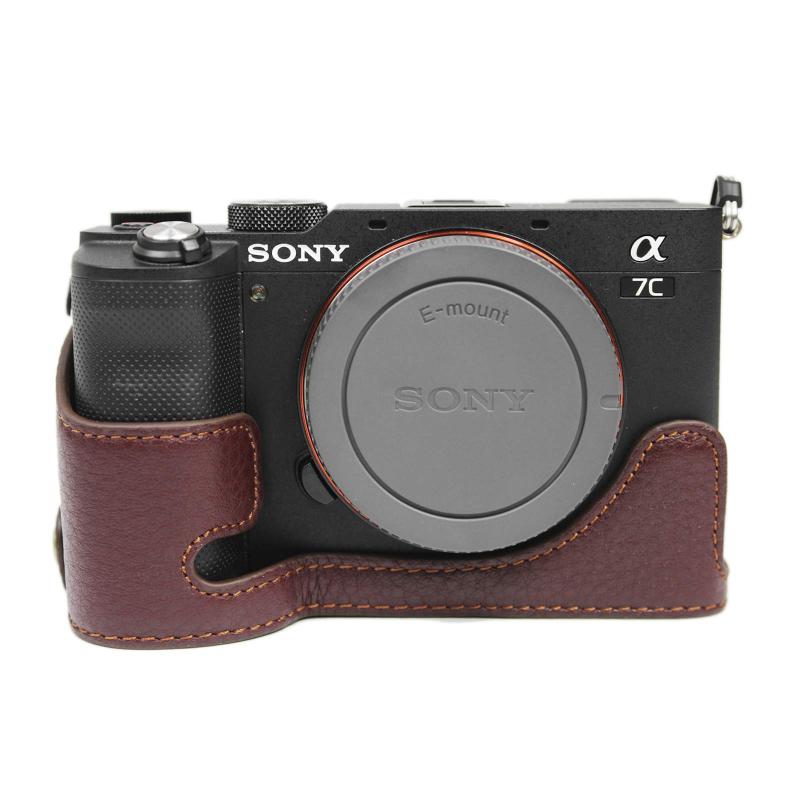 kinokoo SONY ソニー デジタルカメラ A7C ケース a7c専用 カメラケース ボディケース レザー バッテリーの交換でき 三脚ネジ穴付き 本革 コーヒー 