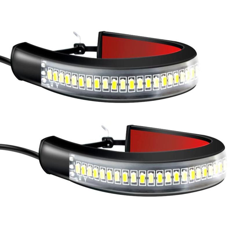 LEDデイライト12V 流れるウィンカーLEDテープフロントフォーク 取付け シーケンシャル デイライト バイク36連 3本線 2個セット