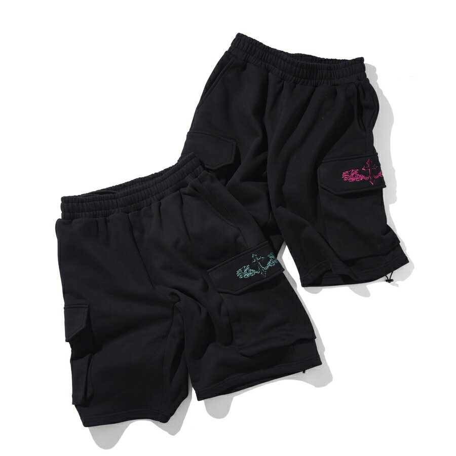 樂天商城 - EL REIGN エルレイン ハーフパンツ ストリート スケーター “REVENGE” CROSSSWEAT CARGO SHORTS EL26SS-012