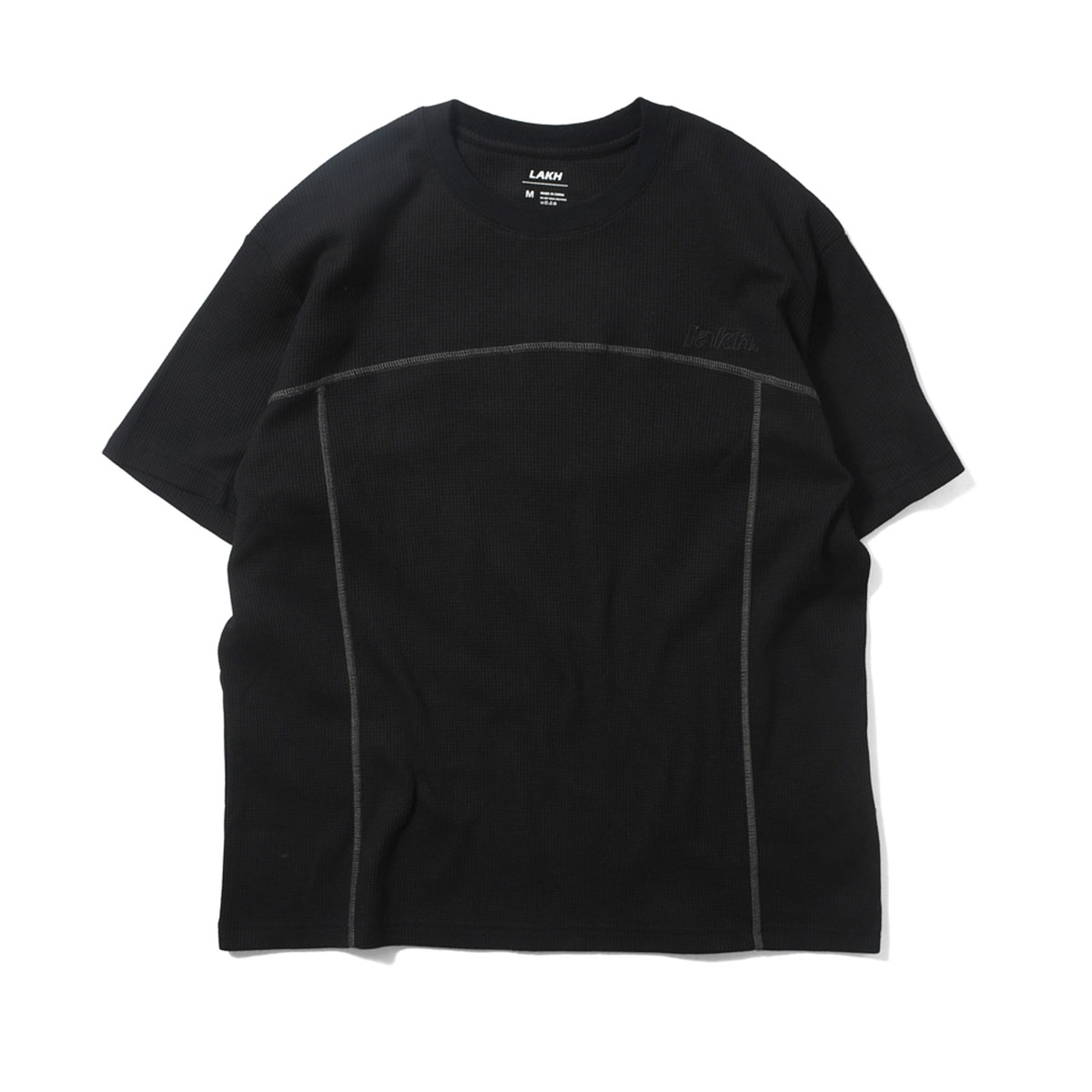 LAKH ラク Tシャツ 半袖 メンズ ストリート ヒップホップ ラッパー アメカジ カジュアル ダンス ミリタリー ワーク ブランド WAFFLE STITCHED TEE BLACK ブラック ★★