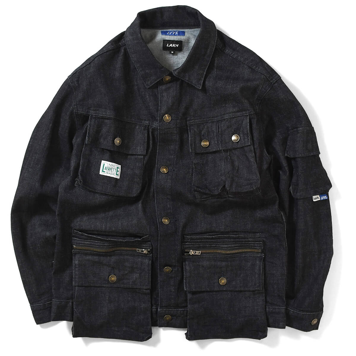 LFYT × LAKH Lafayette × ラク ラファイエット デニムジャケット メンズ 大きいサイズ ビッグサイズ ストリート ブランド トップス NAVY ネイビー 紺 M-XL 10 POCKETS DENIM JACKET LE201006 ★★