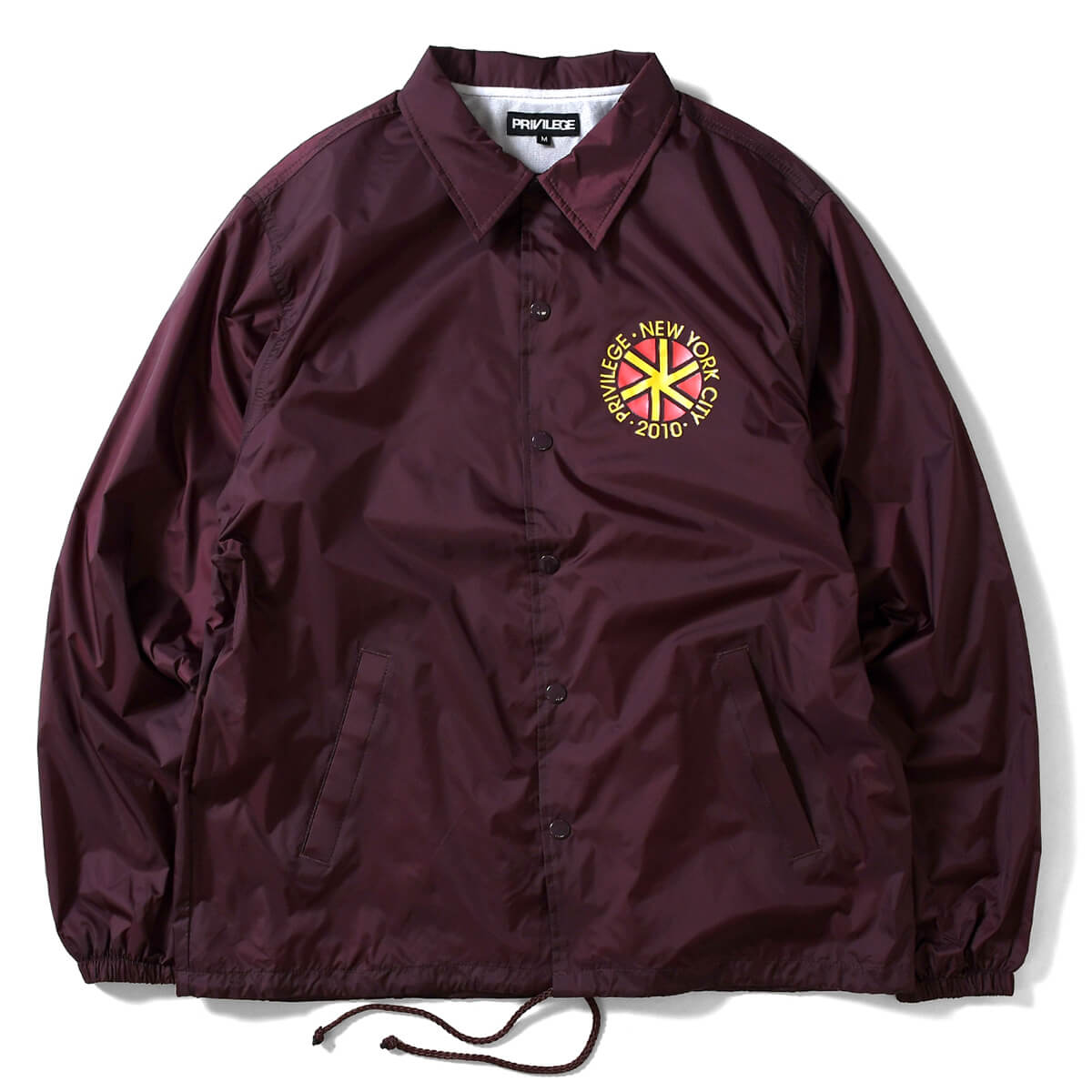PRIVILEGE プリビレッジ コーチジャケット メンズ ストリート ブランド コーチ ジャケット アウター タイトアウター ジャンパー ブルゾン ロゴ EMPIRE STATE GAME COACH JACKET PV19AW19 MAROON マルーン BURGUNDY バーガンディー ★★のサムネイル