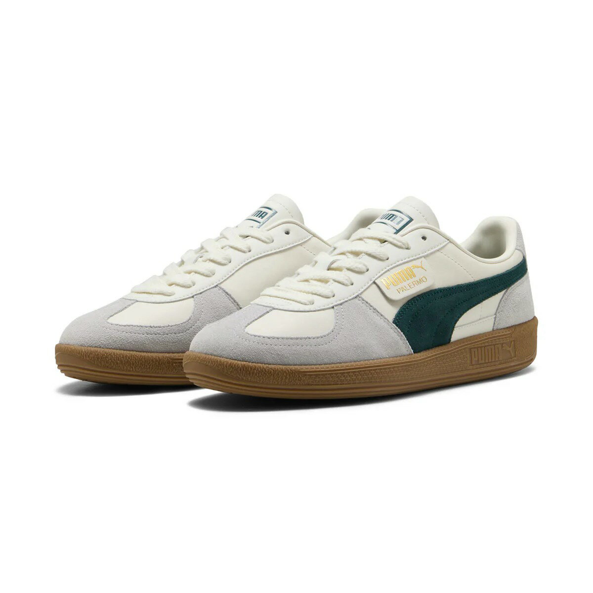 PUMA プーマ スニーカー ストリート スケーター PALERMO LTH WARM WHITE-GREEN TERRAIN 396464-22