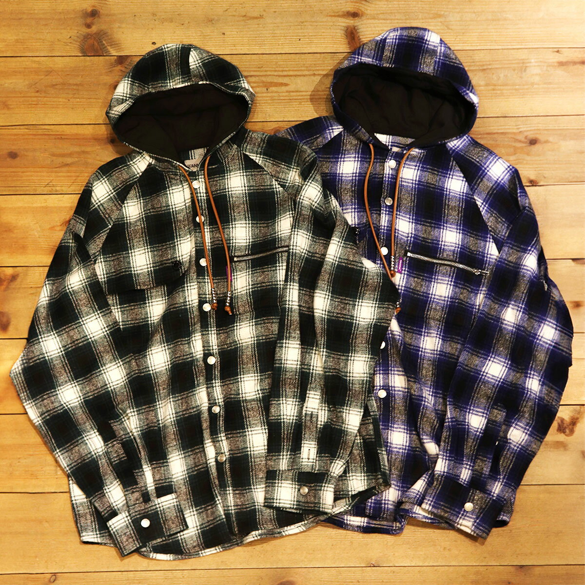 WANNA ワナ シャツ ストリート ヒップホップ ラッパー ダンサー アメカジ ミリタリー ワーク カジュアル スポーツ ブランド Sherlock Hooded Flannel shirts WA23308