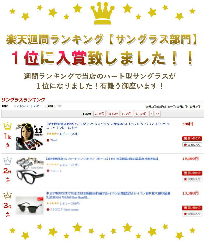 【レビュー1,000件突破】【楽天最安値挑戦中】ハート型サングラス グラサン 伊達メガネ カラフル ダンス ハート サングラス　ハートフレーム ハロウィン パーティー イベント 文化祭 体育祭 運動会 UVカット フォトウェディング 　コスプレ 結婚式 PARTY パーティー