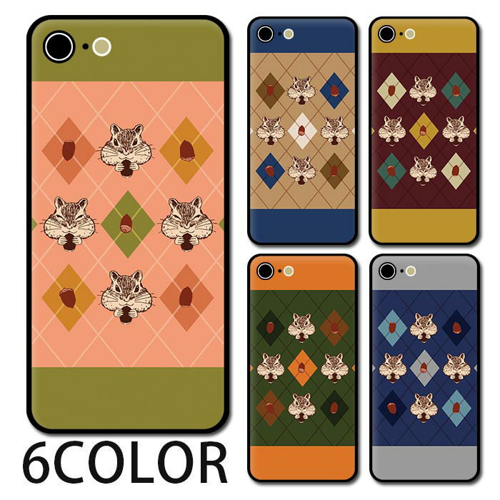 スマホケース ラウンド ガラス りす リス どんぐり アーガイル柄 チェック柄 iphone16 iphone15 pro iphone14 iphone13 ...