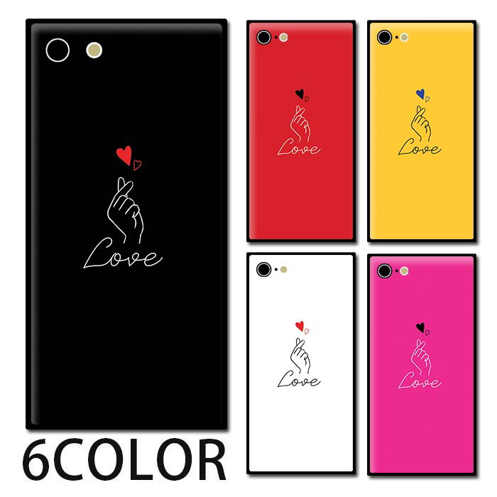 Rakuten - スマホケース スクエア ガラス 指ハート サイン ハート ラブ iphone15 pro MAX iphone14 pro iphone13 iphone12 pro iPhoneケース 四角 TPU ガラスケース オシャレ かわいい 可愛い 背面ガラス 強化ガラス TPU ハードケース