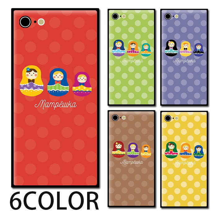 Rakuten - スマホケース スクエア ガラス マトリョーシカ ロシア ドット かわいい 大人かわいい iphone15 pro MAX iphone14 pro iphone13 iphone12 pro iPhoneケース 四角 TPU ガラスケース オシャレ かわいい 可愛い 背面ガラス 強化ガラス TPU ハードケース