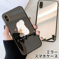 スマホケース ミラー 鏡面 ラウンド うさぎ テディべア クマ 熊 兎 韓国風 iphone13 iphone12 pro iphone12mini iphone11 iphoneXR iphone8 iPhoneケース TPU ガラスケース オシャレ かわいい 可愛い 背面ガラス 強化ガラス TPU ハードケース