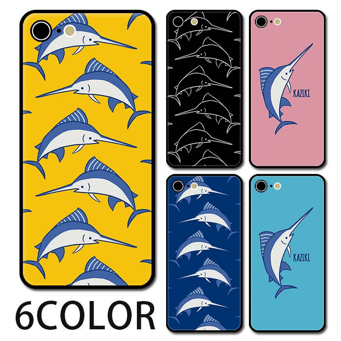 スマホケース ラウンド ガラス カジキ マカジキ カジキマグロ 魚 海の生き物 さかな iphone16 iphone15..