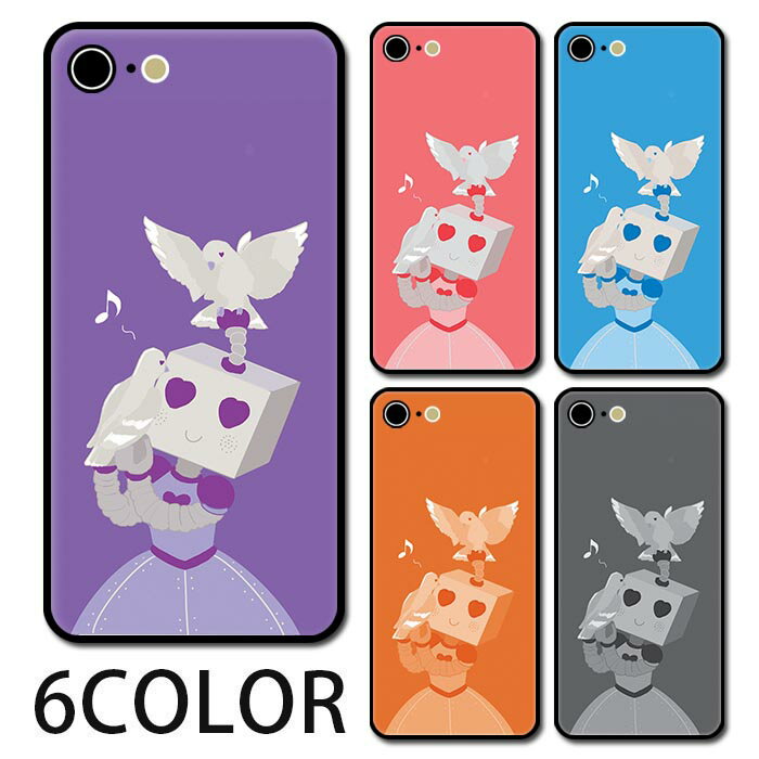 Rakuten - スマホケース ラウンド ガラス ロボット ハト 鳩 ロボ 鳥 ハート iphone17 iphone16 iphone15 pro iphone14 iphone13 iphone8 iPhoneケース TPU ガラスケース オシャレ かわいい 可愛い 背面ガラス 強化ガラス TPU ハードケース