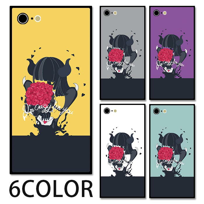 スマホケース スクエア ガラス 悪魔 デビル 女の子 ハート 小悪魔 薔薇 ラブレター iphone15 pro MAX iphone14 pro iphone13 iphone12 pro iPhoneケース 四角 TPU ガラスケース オシャレ かわいい 可愛い 背面ガラス 強化ガラス TPU ハードケース